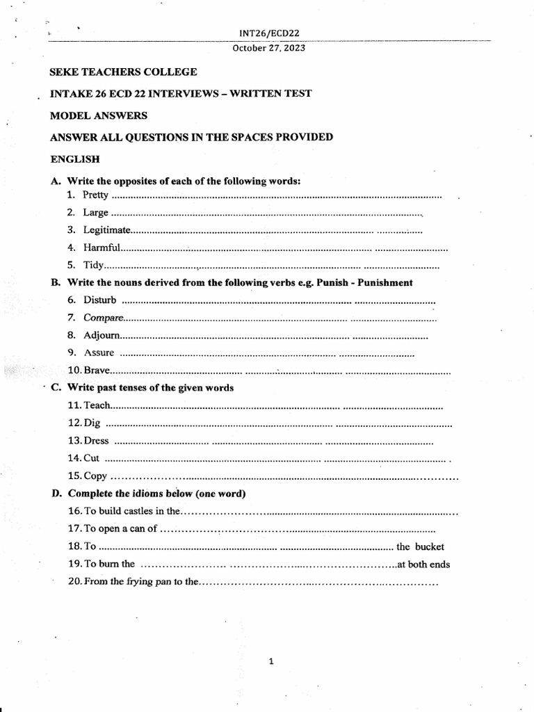 Intake 26 ECD22 Interview Paper | PDF