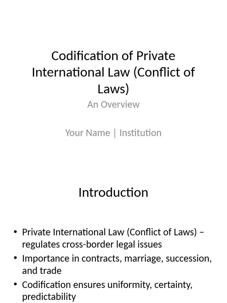 Codification of Private International Law | PDF