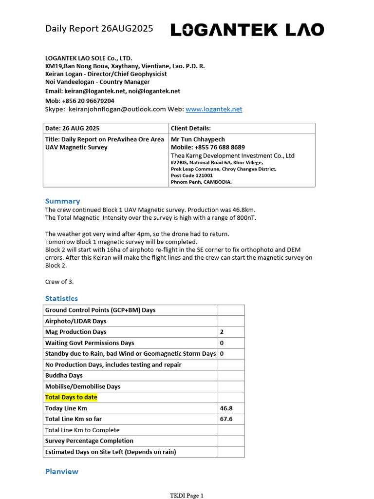 Daily UAV Magnetic Survey Report | PDF | Geophysics | Applied And ...