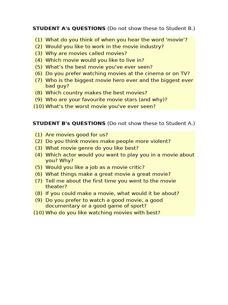 Engaging Movie Discussion Questions | PDF