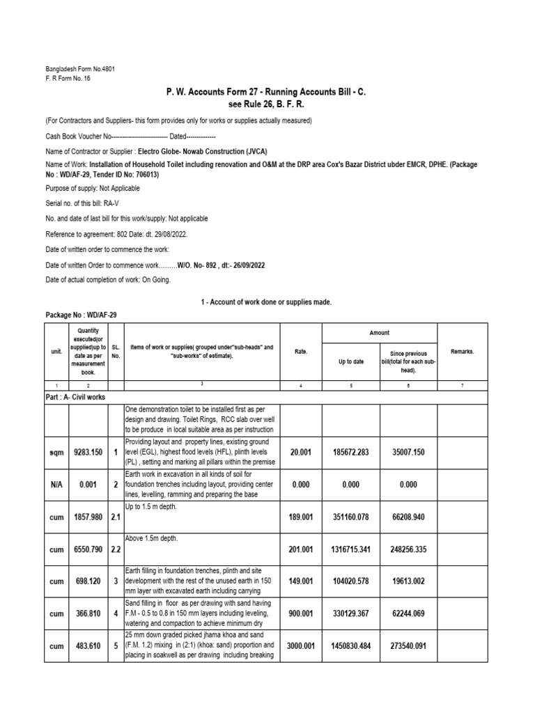 5th RA Bill Documents of Camp HHT | PDF | Concrete | Brick