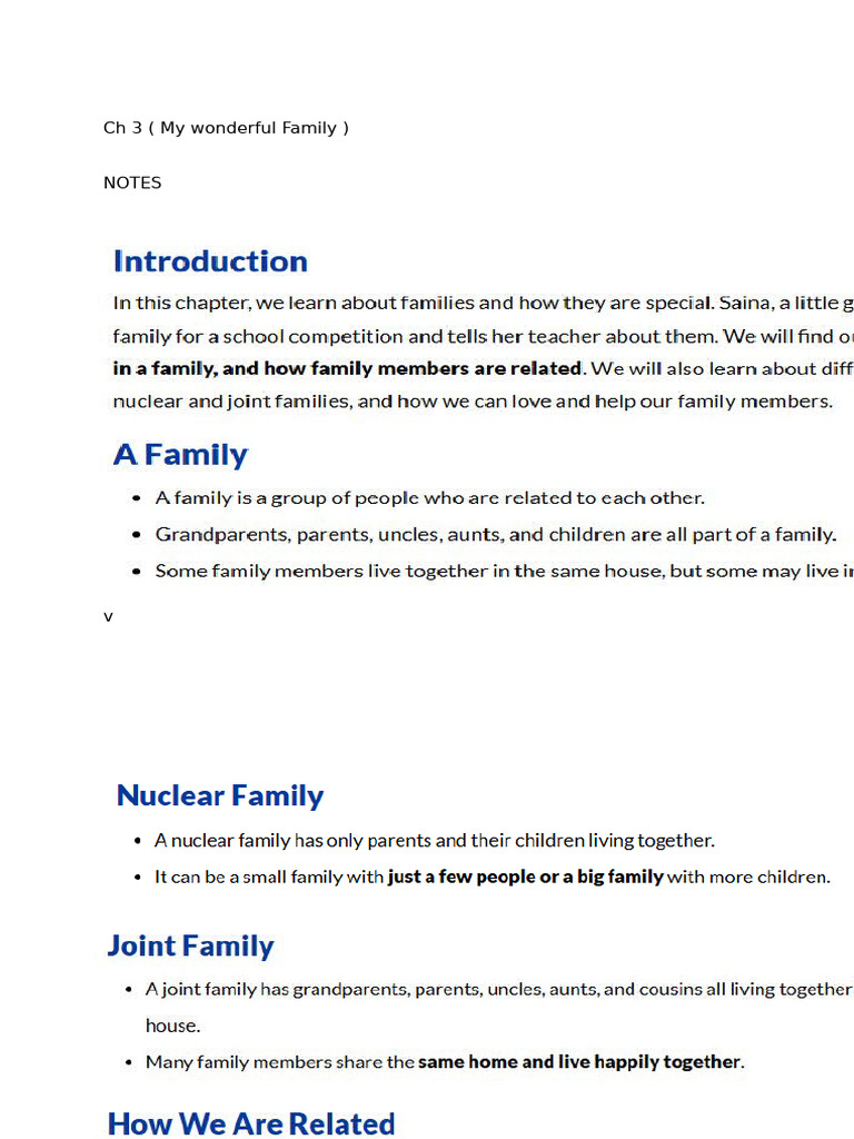 CH 3 My Wonderful Family | PDF