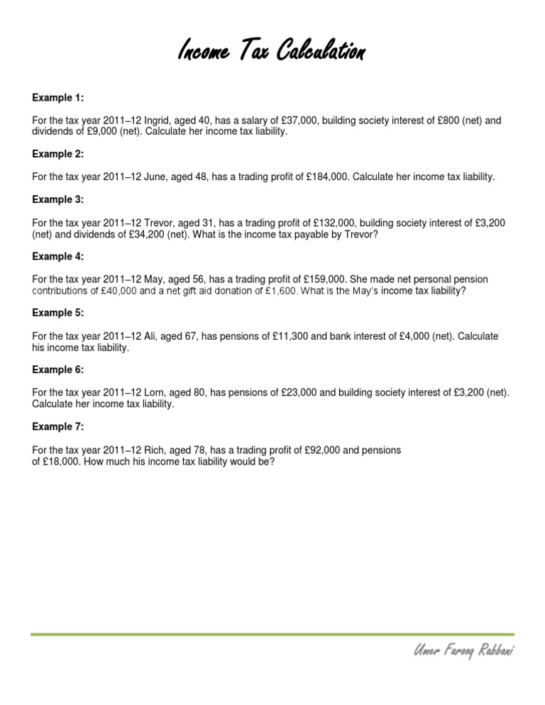 Income Tax Calculation | PDF