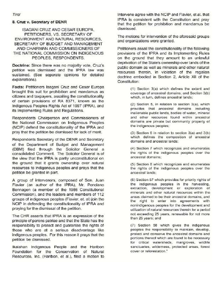 15 Cruz v. Secretary of The Department of Energy and Natural Resources ...