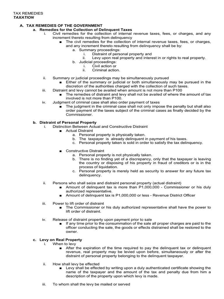 Government Tax Collection Remedies | PDF | Taxes | Internal Revenue Service