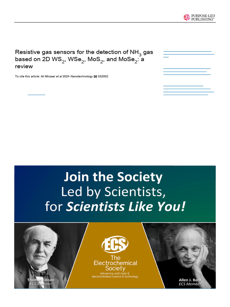 Detection of of NH3 Gas Based On 2D WS2, WSe2, MoS2, and MoSe2 - A ...