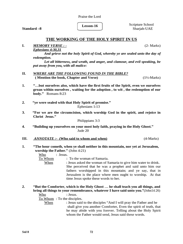 Working of the Holy Spirit Explained | PDF | Saint Peter | Jesus