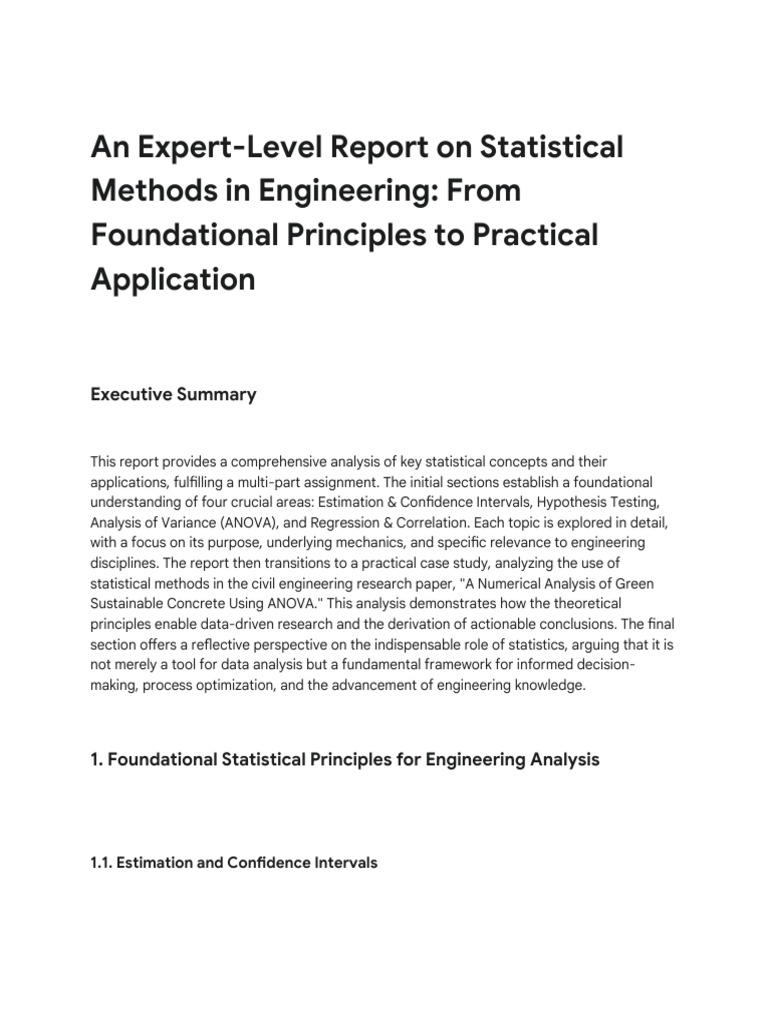 An Expert-Level Report On Statistical Methods in Engineering - From ...