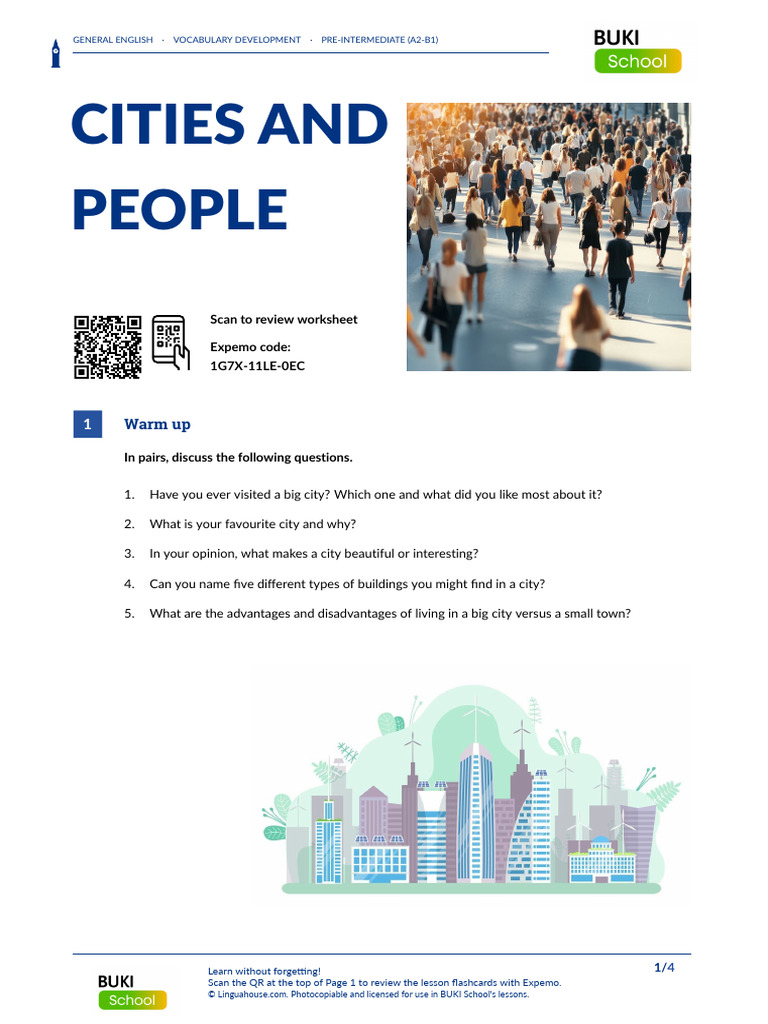 Vocabulary for Cities and People | PDF