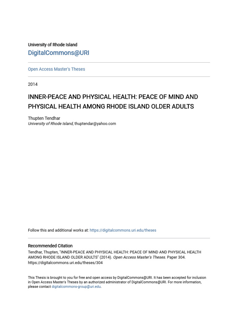 Inner-Peace and Physical Health Peace of Mind and Physical Healt | PDF ...