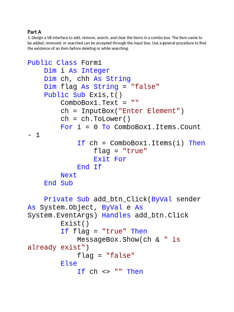 VB ComboBox Item Management Interface | PDF