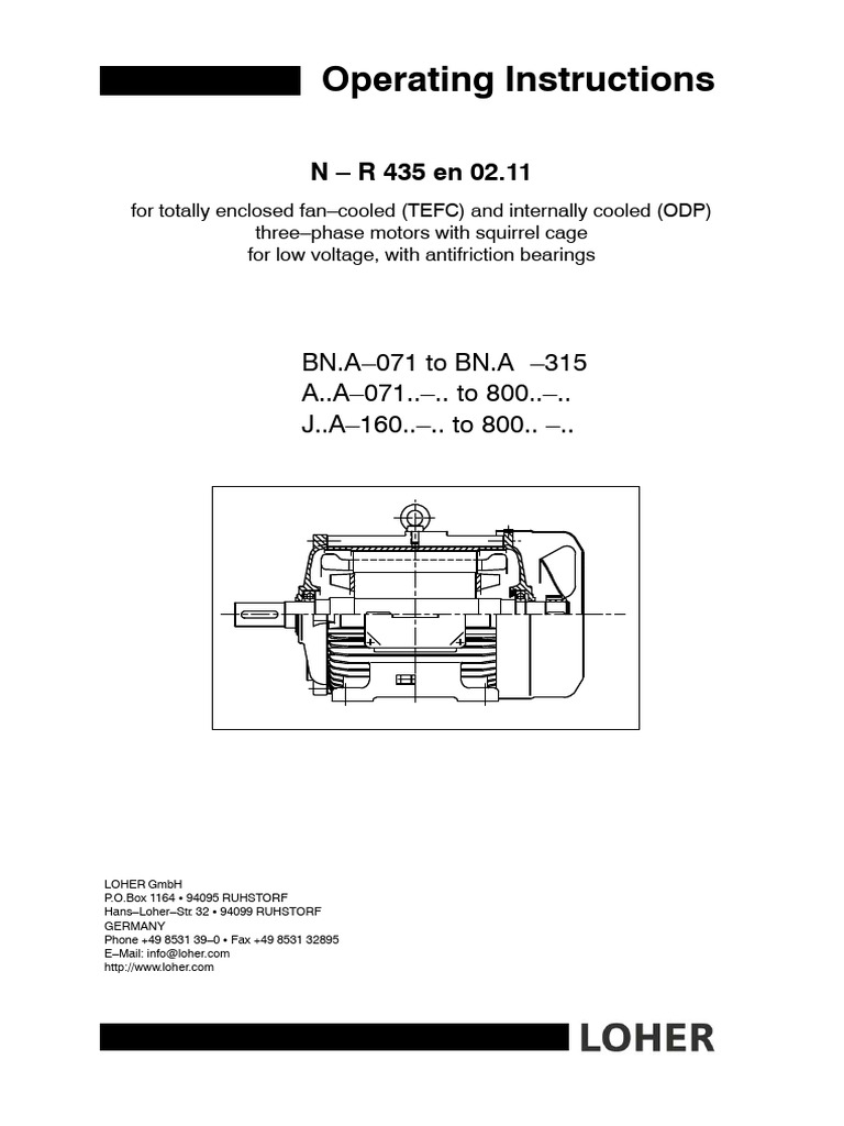 TEFC & ODP Motor Operating Instructions | PDF | Bearing (Mechanical ...