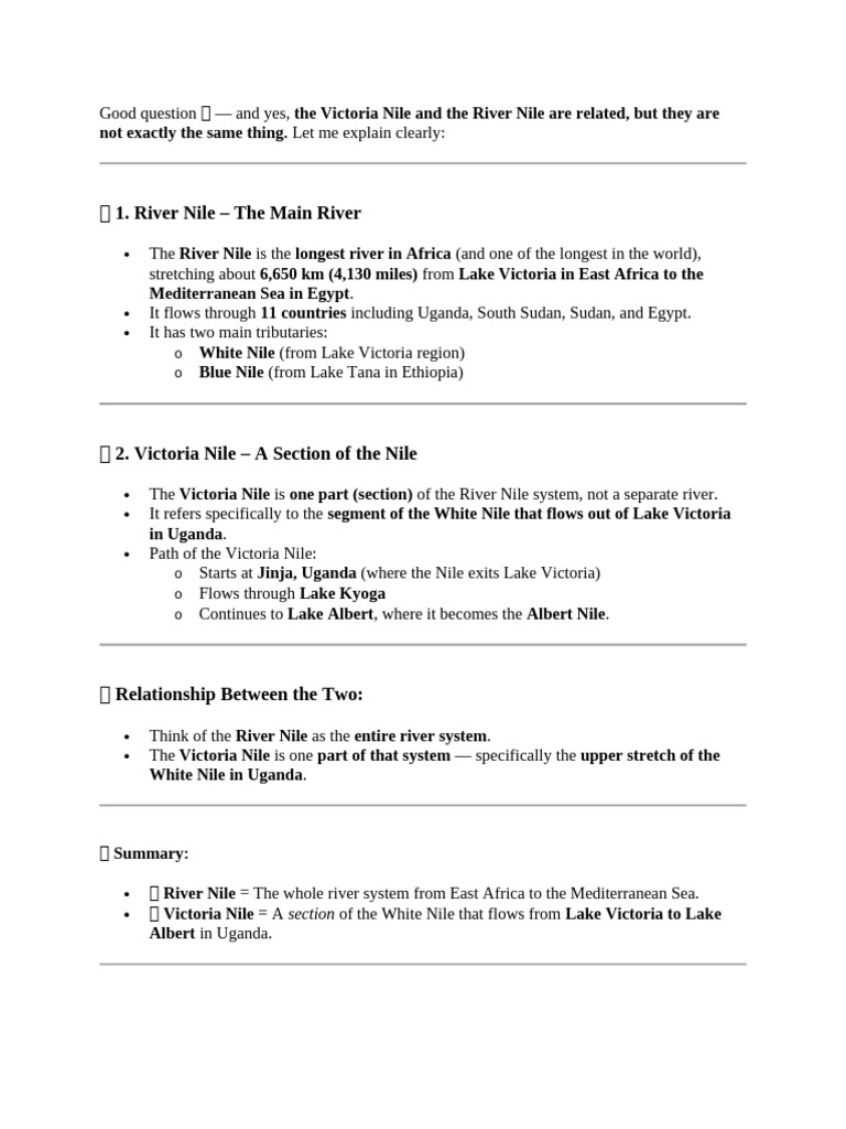 Differences Between River Nile and Victoria Nile | PDF | Apartheid | Nile