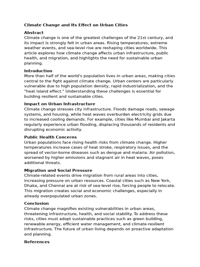 Urban Impact of Climate Change | PDF