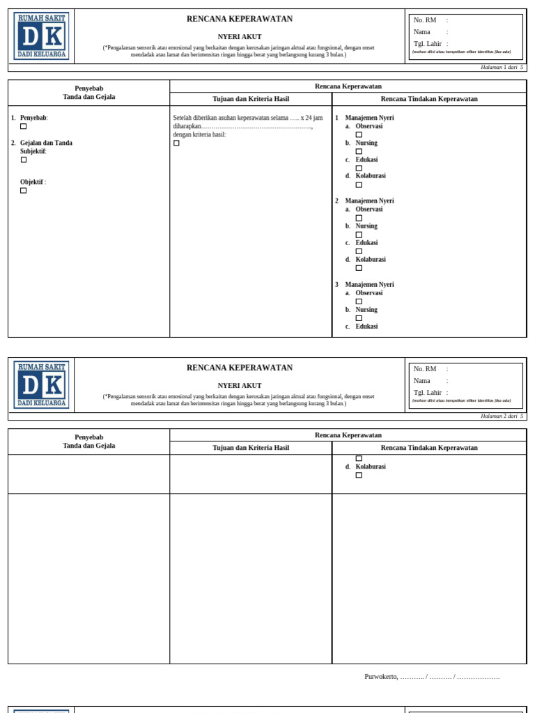 Form Rencana Askep | PDF