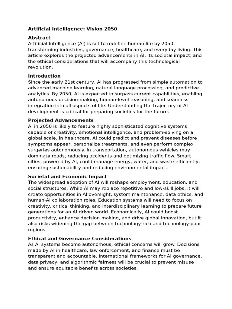 Artificial Intelligence Vision 2050 | PDF | Artificial Intelligence ...