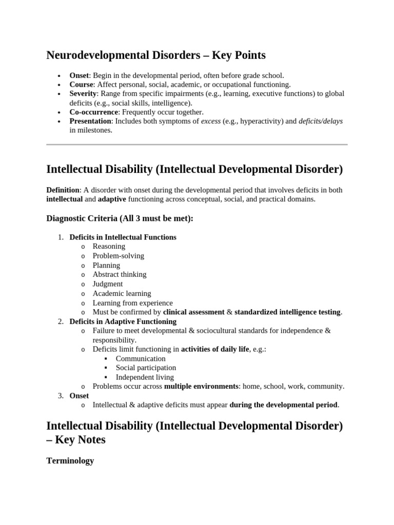 Neurodevelopmental Disorders | PDF | Intellectual Disability | Mental ...