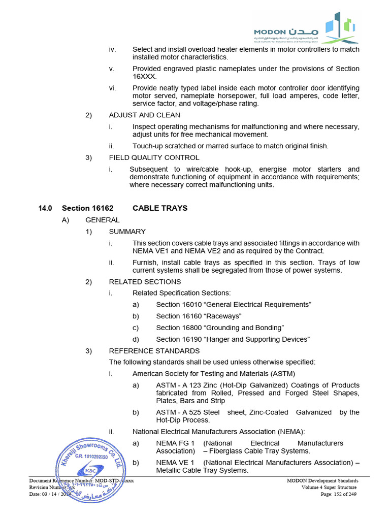Cable Tray Installation Standards Guide | PDF | Manufactured Goods ...
