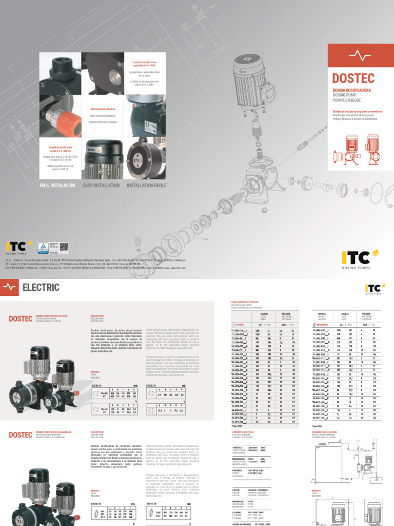 ITC Dosing Pumps Overview | PDF | Mechanical Engineering | Hydraulics
