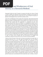 Download Strengths and Weaknesses of Oral History as a Research Method by Max Robson SN92432214 doc pdf