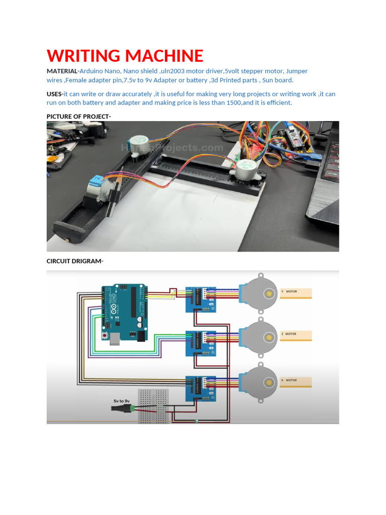 Arduino-Based Writing Machine Project | PDF