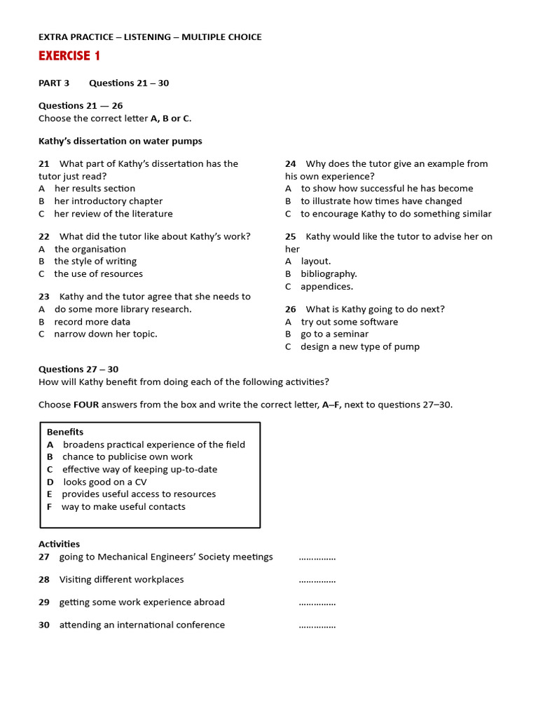 Listening Practice: Multiple Choice Exercises | PDF