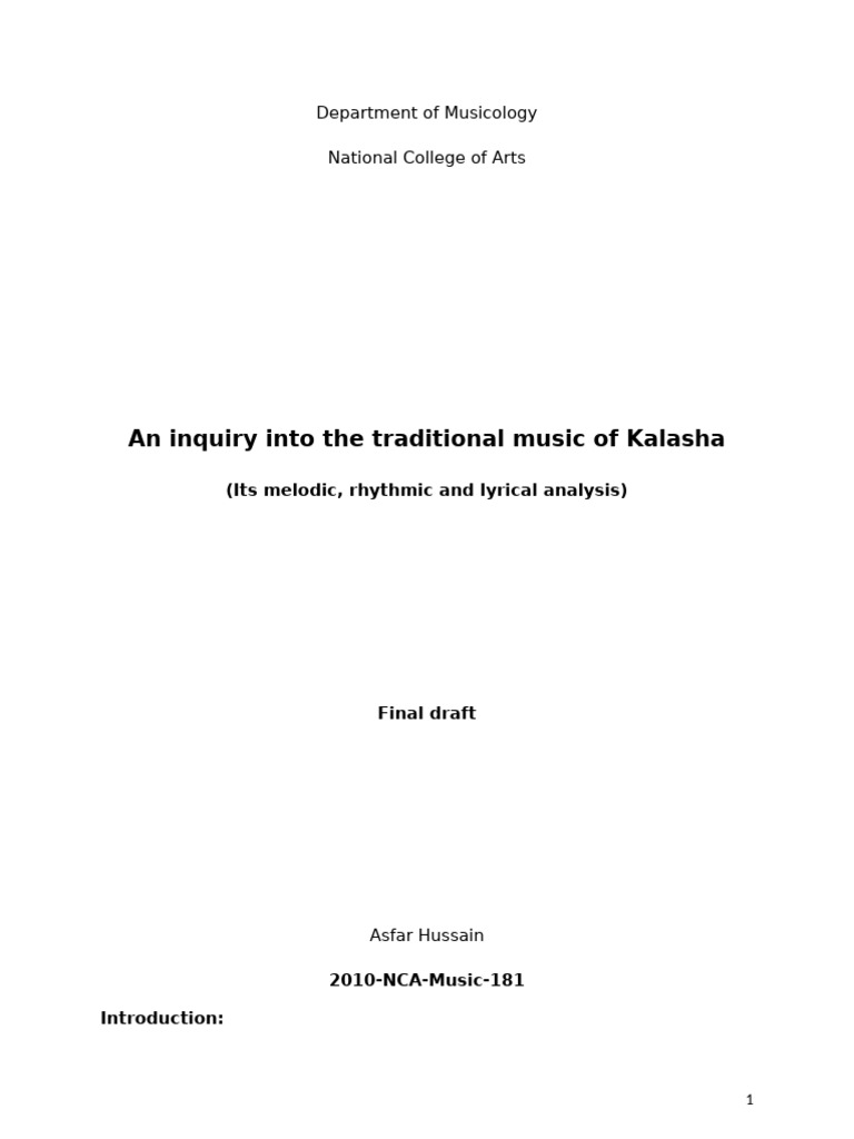 Analyzing Kalasha Traditional Music | PDF | Scale (Music) | Rhythm