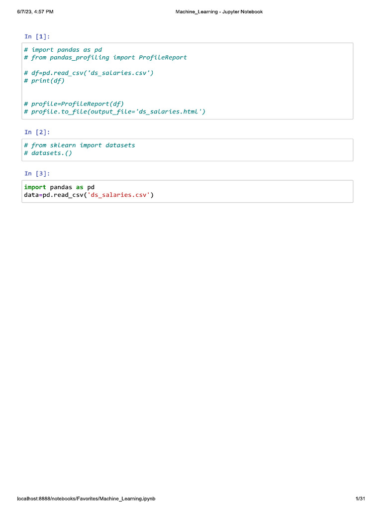Machine Learning Command Practice | PDF