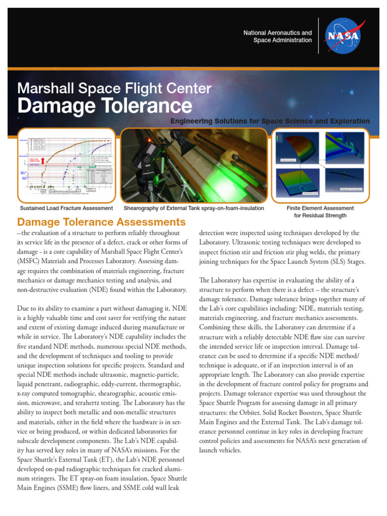 Damage Tolerance Solutions at NASA MSFC | PDF | Nondestructive Testing ...