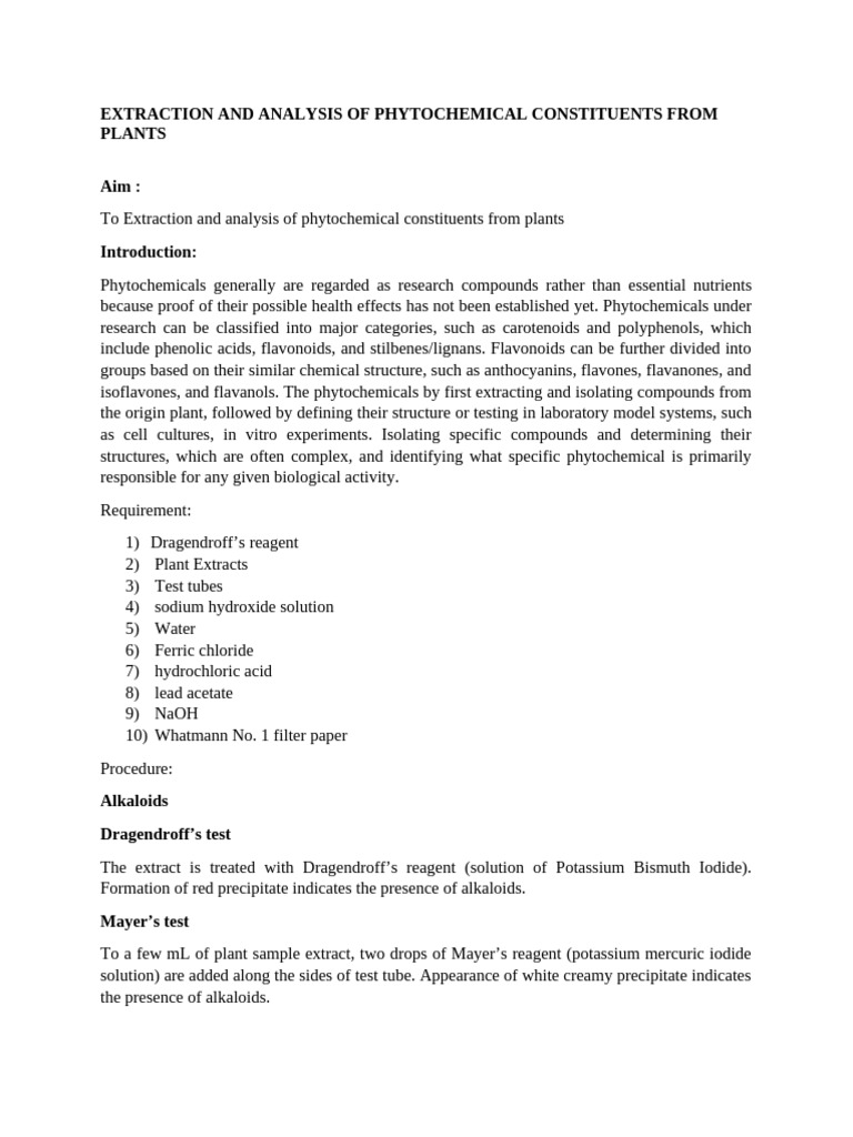 Phytochemical Analysis Techniques | PDF | Flavonoid | Polyphenol