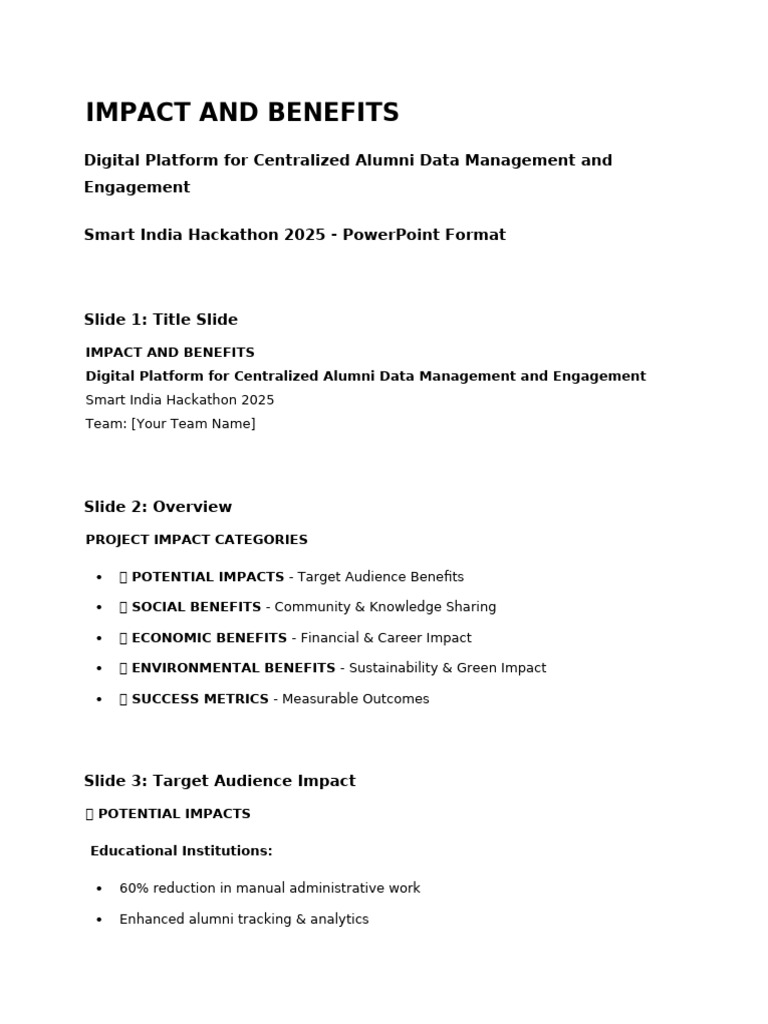 SIH 2025: Impact & Benefits Overview | PDF | Innovation | Sustainability