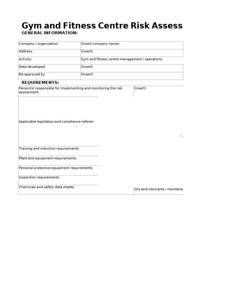Gym Risk Assessment Overview | PDF | Risk | Risk Assessment