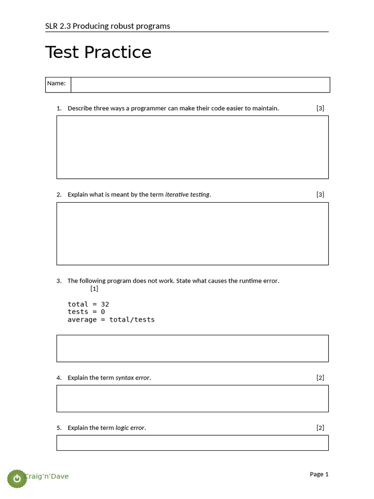 Robust Programming and Testing Practices | PDF