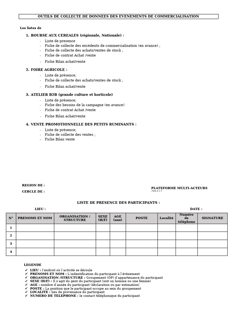 Outils de collecte pour événements commerciaux | PDF | Agriculture