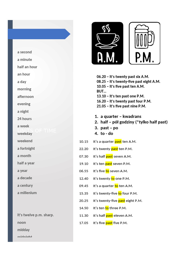 Time Expressions and Vocabulary Guide | PDF