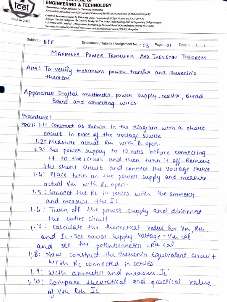 B.E.E 3rd Practical | PDF