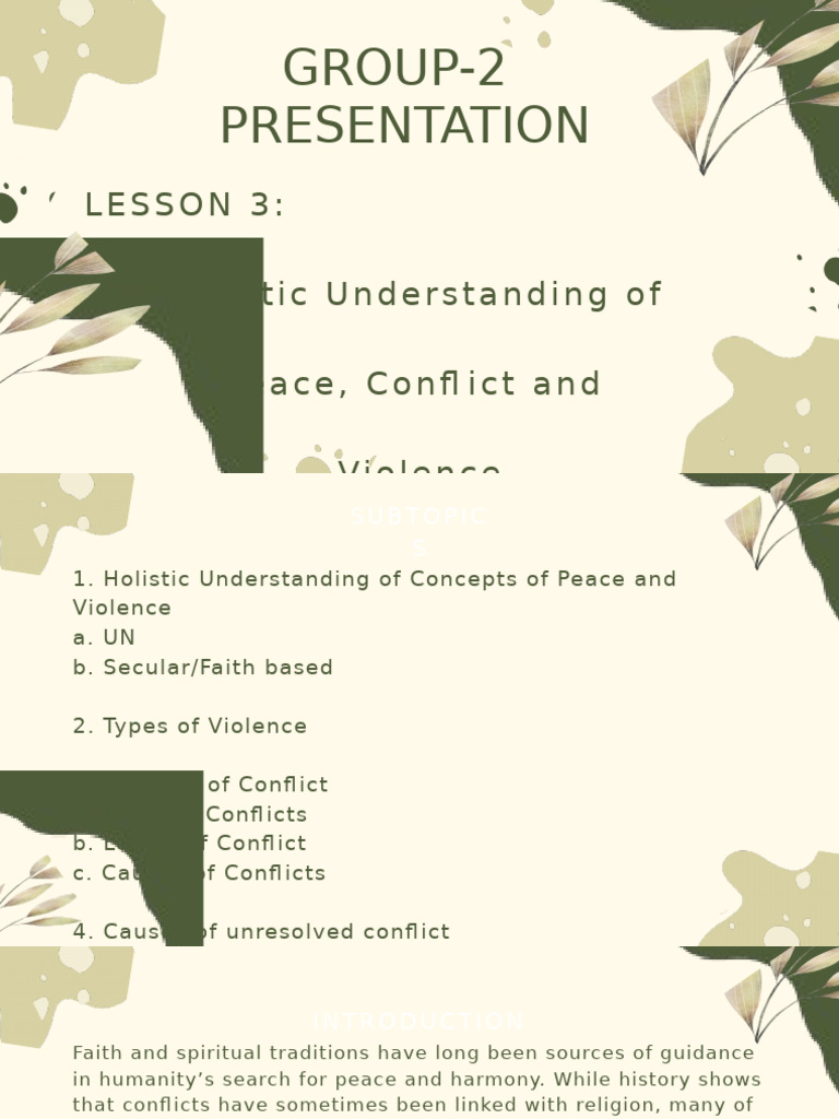 Understanding Peace, Conflict, and Violence | PDF | Peace | Violence
