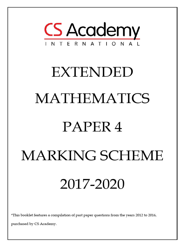 Extended Mathematics Marking Scheme 2017-2020 | PDF | Mathematics
