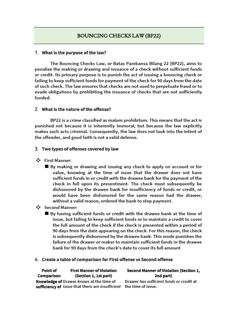 Understanding Bouncing Checks Law (BP22) | PDF | Cheque | Crimes