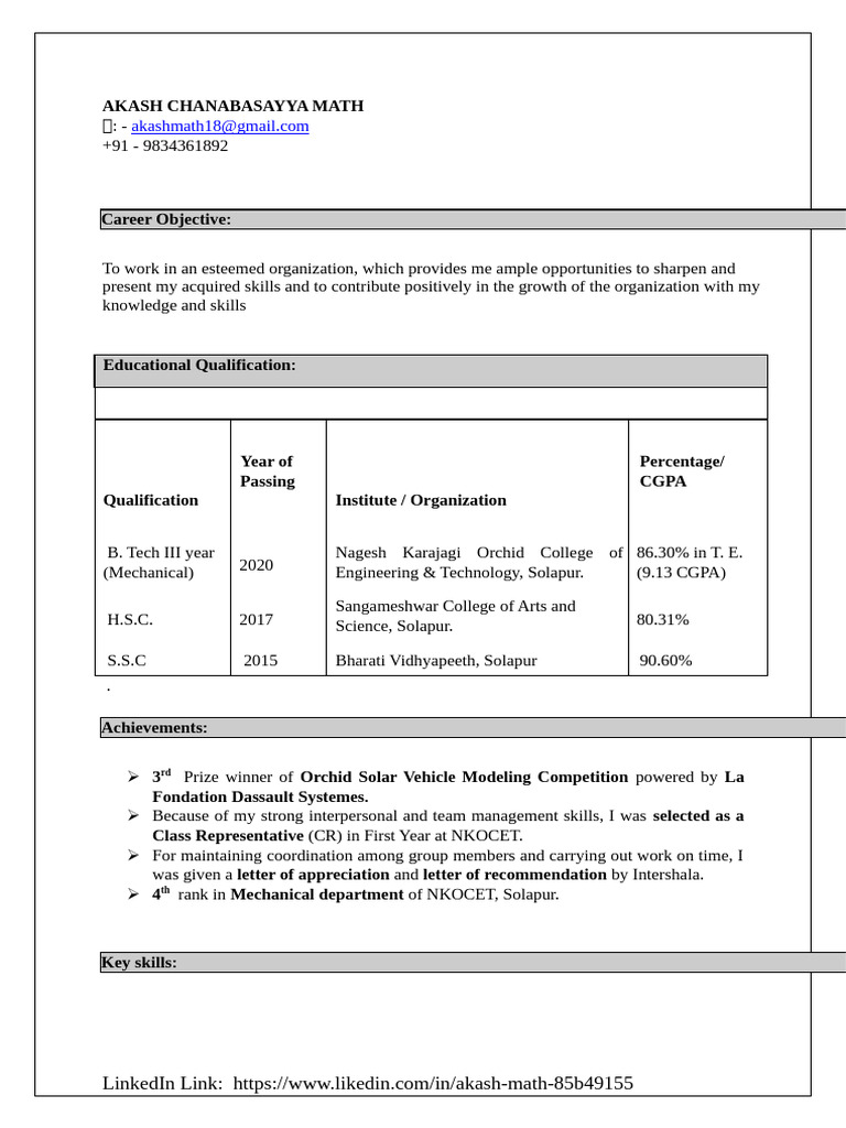 Akash Math's Professional Profile | PDF