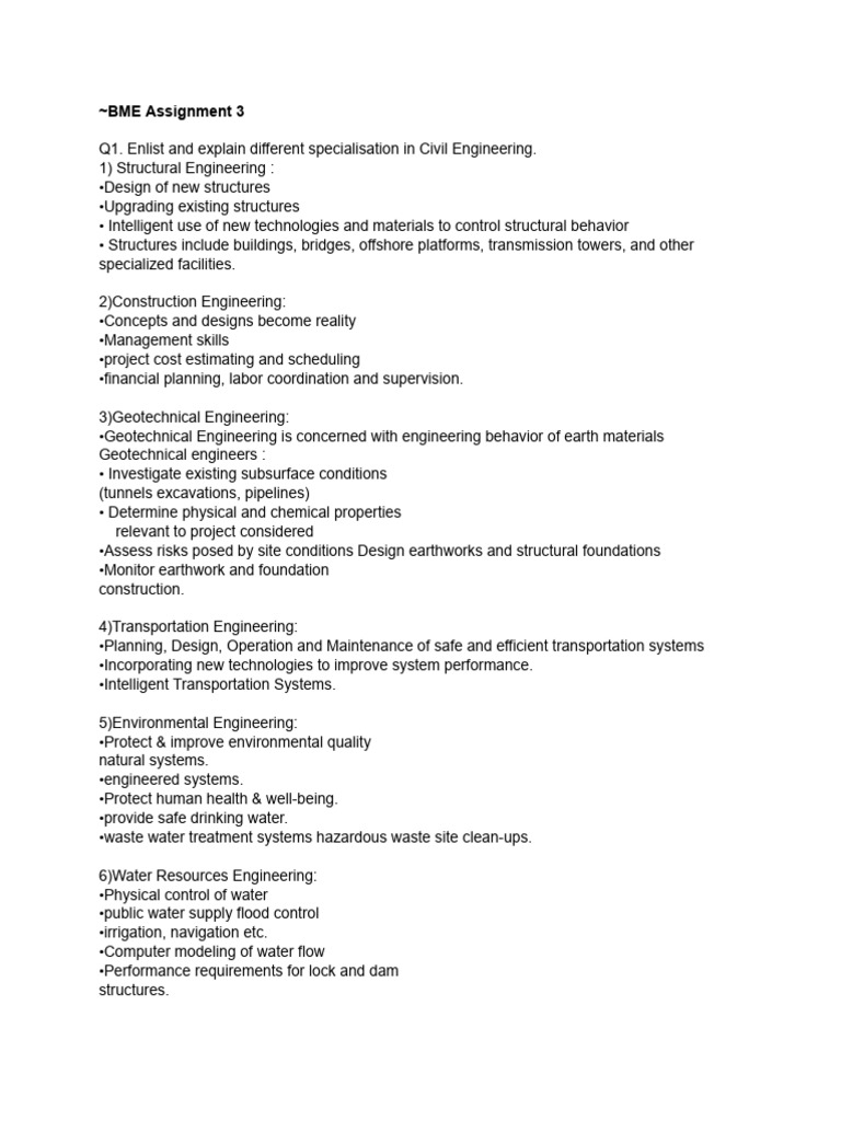 Civil Engineering Specializations Explained | PDF | Rock (Geology ...