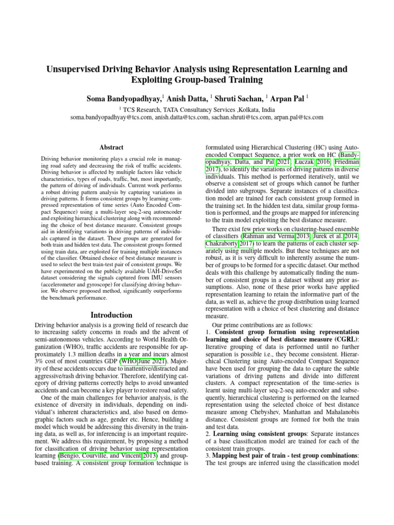 Unsupervised Driving Behavior Analysis | PDF | Cluster Analysis ...