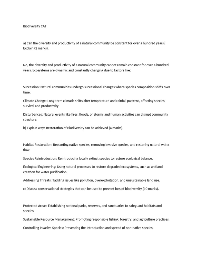 Biodiversity Conservation Strategies Explained | PDF | Biodiversity ...