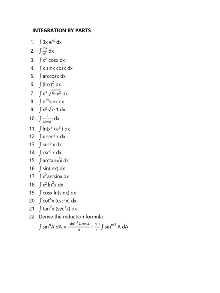 Assignment Integration by Parts | PDF