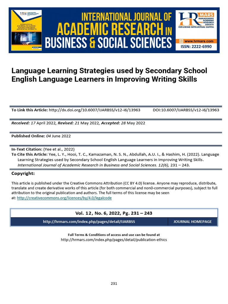 Language Learning Strategies Used by Secondary School English Language ...