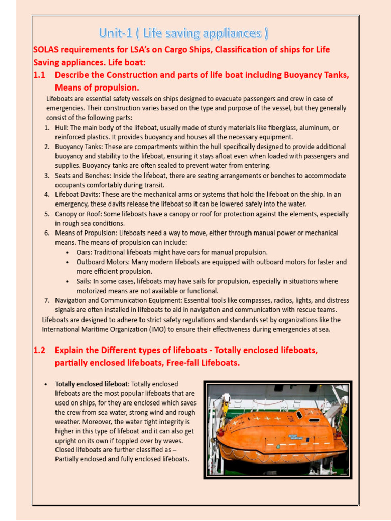 Lifeboat Construction and Safety Standards | PDF