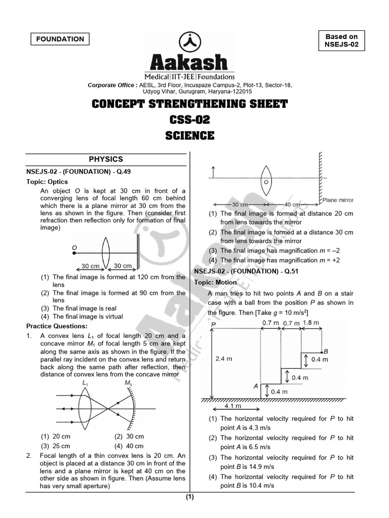 NSEJS-02 Physics & Chemistry Practice Questions | PDF | Electromagnetic ...