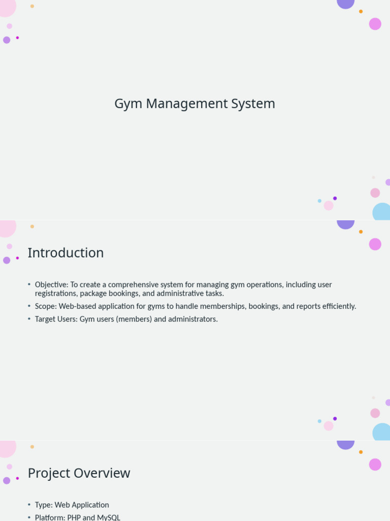 Comprehensive Gym Management System | PDF | Databases | Php
