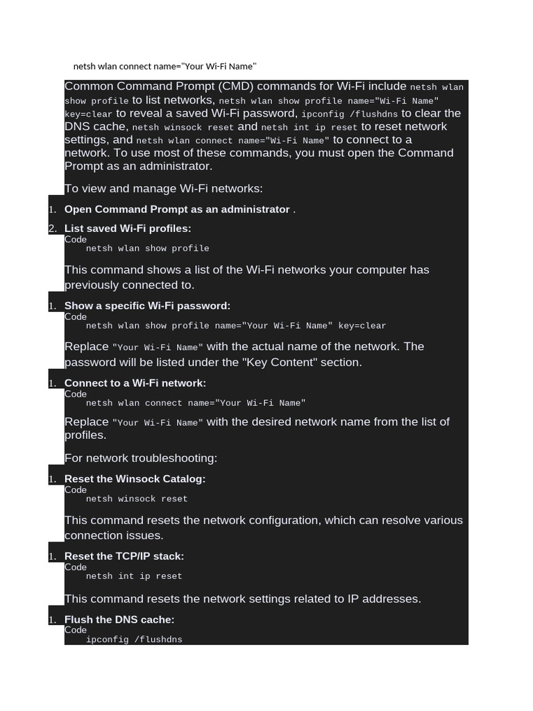CMD Wi-Fi Commands and Troubleshooting | PDF | Command Line Interface ...