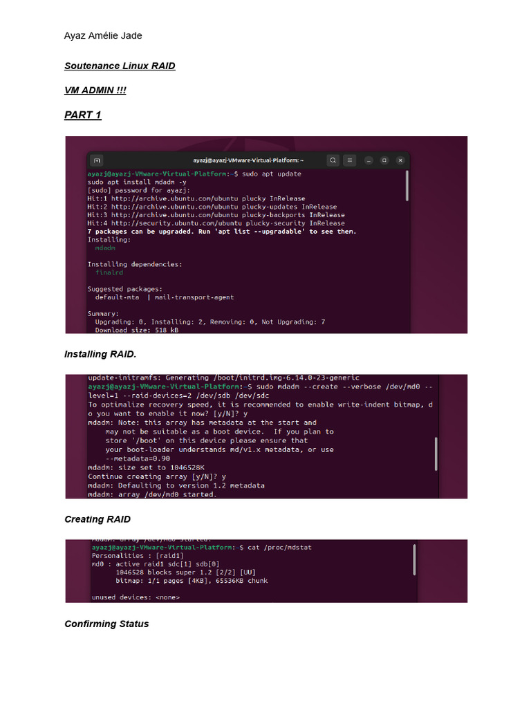 Linux RAID Setup and VM Configuration Guide | PDF